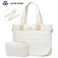 LOVEVOOK 15.6'' and 17.3'' Laptop Tote Puffer Bag for Women, Large Puffy Shoulder Bag for Work, Lightweight Quilted Travel To...