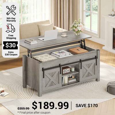 SEDETA ® 39.3 Inch Lift Top Coffee Table with Hidden Compartment Farmhouse Lift Tabletop with Open Storage Shelf Dining Tabl...