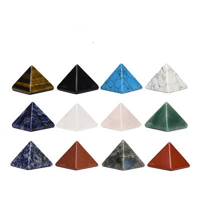 Natural & Synthetic Mixed Gemstone Orgonite Pyramid Display Decorations