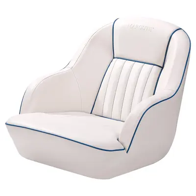 Garvee Pontoon Boat Seat, Captains Bucket Boat Seat, Back Folding Boat, Boat Cabin Seating - White & Blue