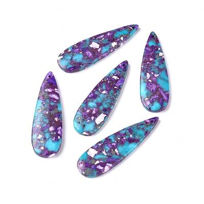 Assembled Synthetic Gold Line Turquoise and Imperial Jasper Big Pendants