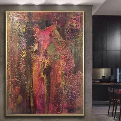 Oversized Original Colorful Artwork Modern Oil Painting Wall Art Abstract Nursery Wall Decor | SHADOWS OF A SETTING SUN