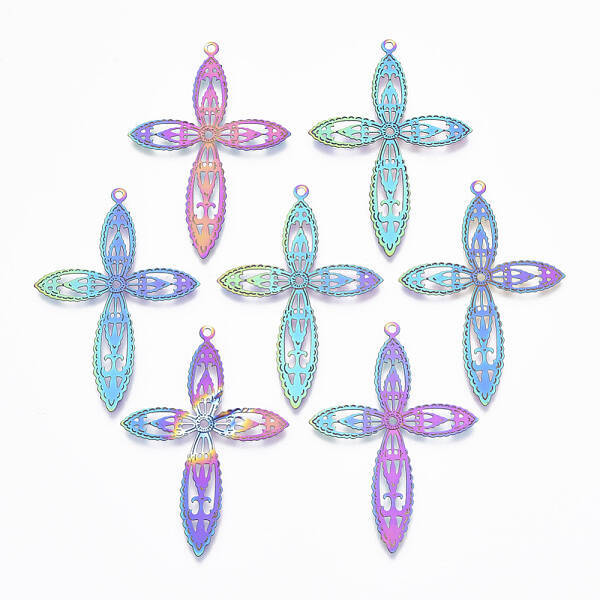 Ion Plating(IP) 201 Stainless Steel Filigree Pendants