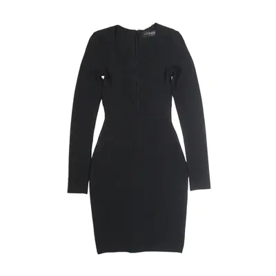 VAN BASTEN Cross Front Bodycon Dress Black Long Sleeve Short Womens UK 6