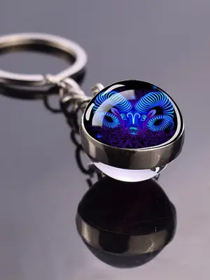 Constellation Design Keychain, Creative Glass Pendant Keychain, Fashionable Keychain for Men & Women As Gift