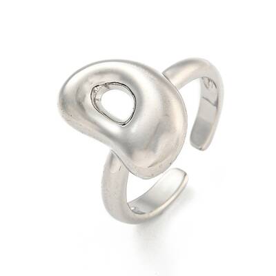 Brass Letter Open Cuff Rings for Women
