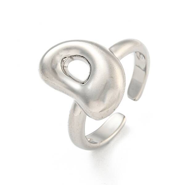 Brass Letter Open Cuff Rings for Women