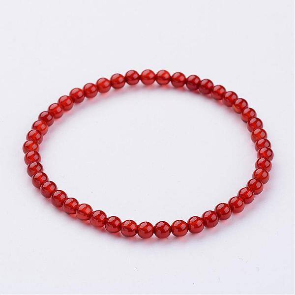 Natural Carnelian(Dyed & Heated) Beaded Stretch Bracelets