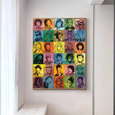 Large Abstract Painting Canvas Figurative Oil Painting Colorful Wall Art Abstract Shapes Artwork Famous People Painting for L...