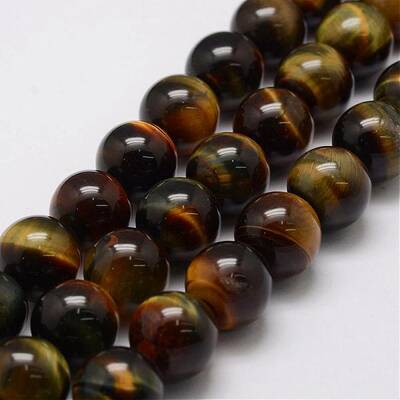 Natural Yellow Blue Tiger Eye(Dyed & Heated) Bead Strands