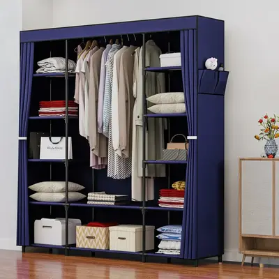 59 Inch Portable Closet Wardrobe Organizer Storage with Cover Non-Woben Fabric Portable Wardrobe Closet Furniture