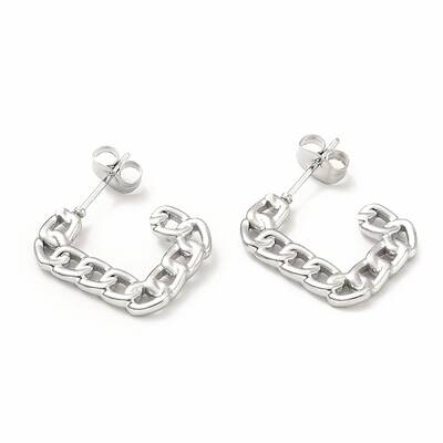 Non-Tarnish 304 Stainless Steel Chain Shape Stud Earrings