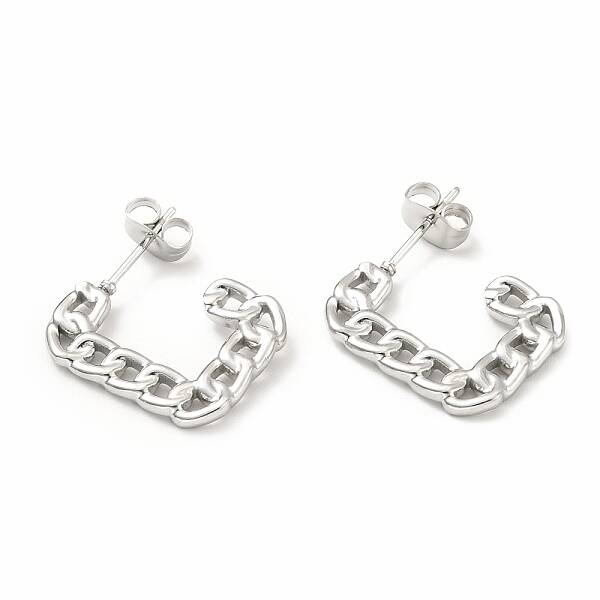 Non-Tarnish 304 Stainless Steel Chain Shape Stud Earrings