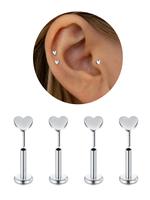Heart Shaped Stainless Steel Stud Earrings, Heart Studs for Pierced Ears,  Fashionable Earrings for Women & Men, Trendy All-m...