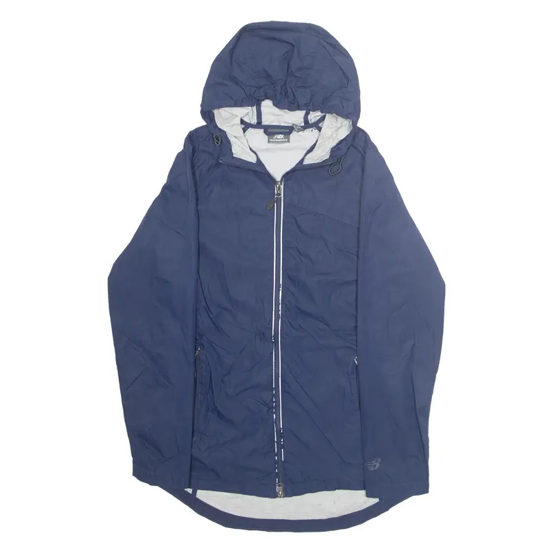 NEW BALANCE Womens Rain Jacket Blue Hooded S
