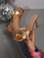 Women's Fashionable Solid Color Heeled Sandals, Prom Sandals, Unique Sandals Heels, Elegant Square Toe Sandals for Party, Dai...