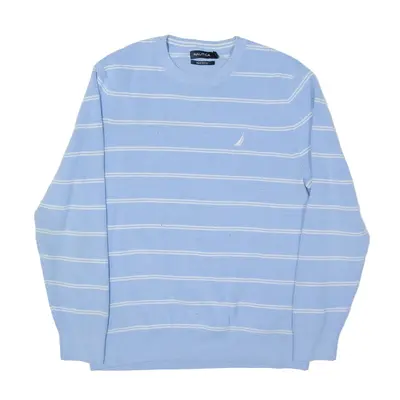 NAUTICA Navitech Patterned Jumper Blue Striped Tight Knit Mens L