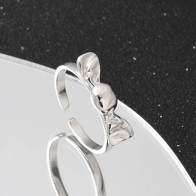 925 Sterling Silver Bowknot Open Cuff Rings for Women