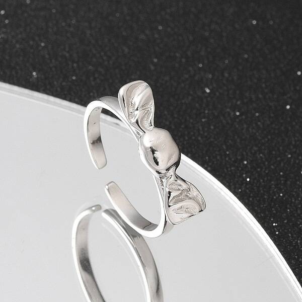925 Sterling Silver Bowknot Open Cuff Rings for Women