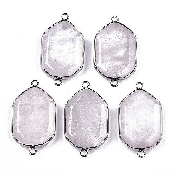 Natural Rose Quartz Links Connectors