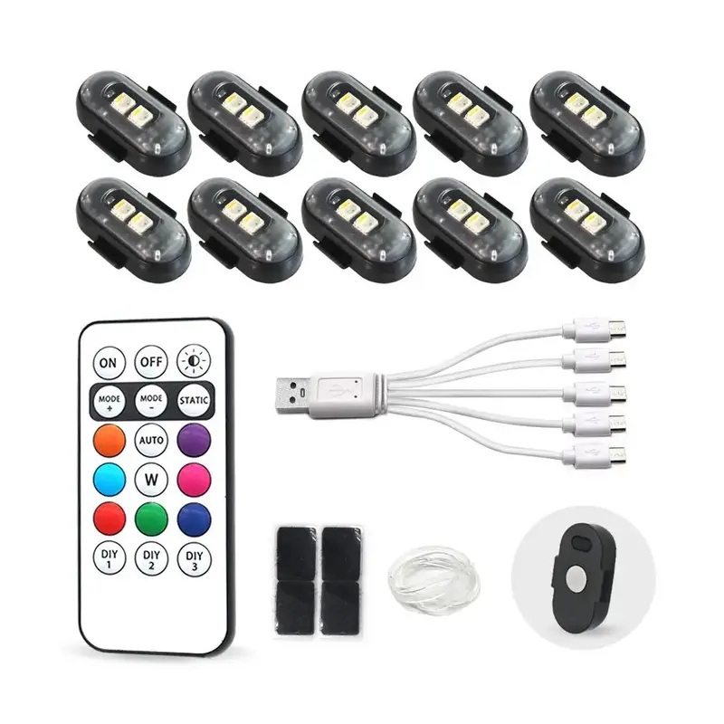 RGB Color Changing Car Decorative Light, Magnetic Car Atmosphere LED Light with Remote Control, Car Decorative Light