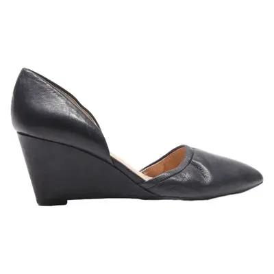 FRANCO SARTO Wedge D’Orsay Heels Black Leather Womens UK 6