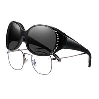 HAOLOTA Women's Polarized Fit Over Sunglasses with Rhinestone, Sun Glasses for Prescription Glasses UV400 Protection