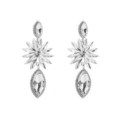 Sparkling Geometric Earrings with Alloy and Colorful Rhinestones for Women's Party Look