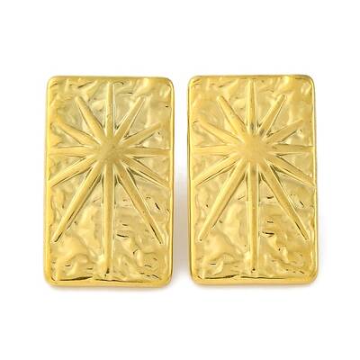 Ion Plating(IP) 304 Stainless Steel Rectangle with Sun Stud Earrings
