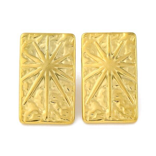 Ion Plating(IP) 304 Stainless Steel Rectangle with Sun Stud Earrings
