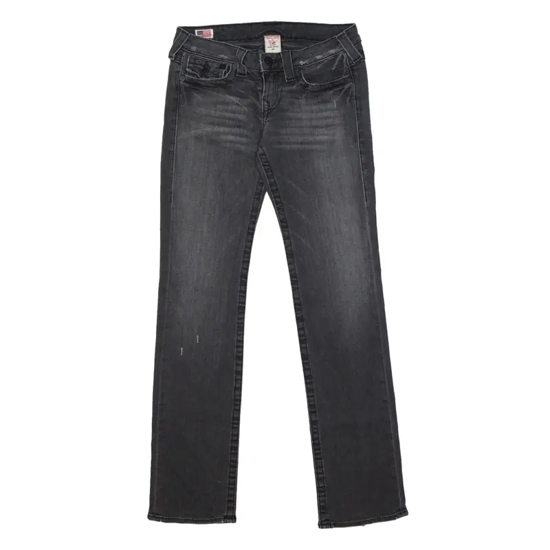 TRUE RELIGION Y2K Low Jeans Black Denim Slim Straight Charcoal Wash Womens W29 L32