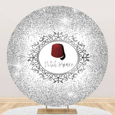 White Silver Red Hat Petit Prince Round Backdrop