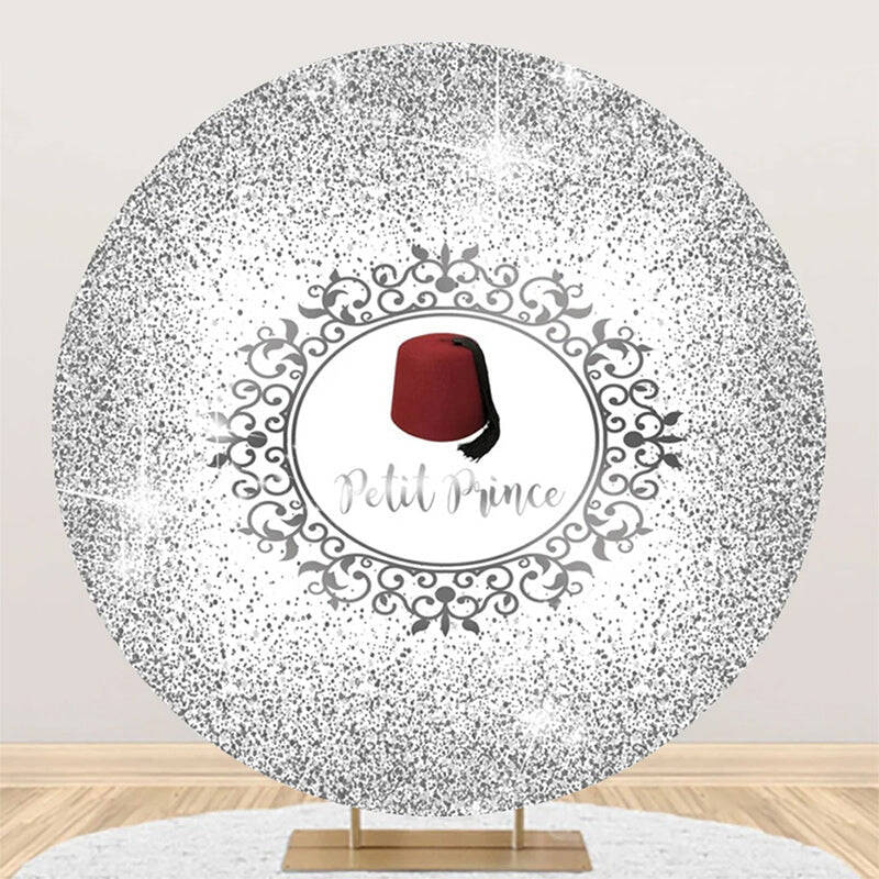 White Silver Red Hat Petit Prince Round Backdrop