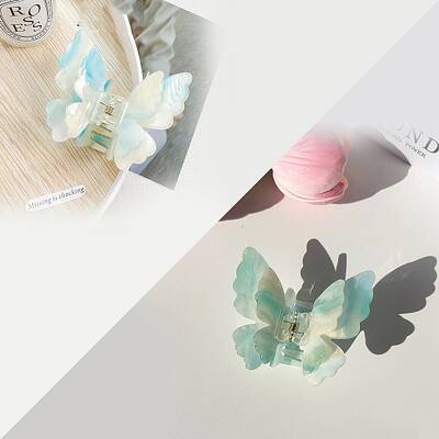 Double Layered Butterfly Acrylic Claw Hair Clips