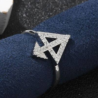 Brass Micro Pave Clear Cubic Zirconia Cuff Finger Rings for Women