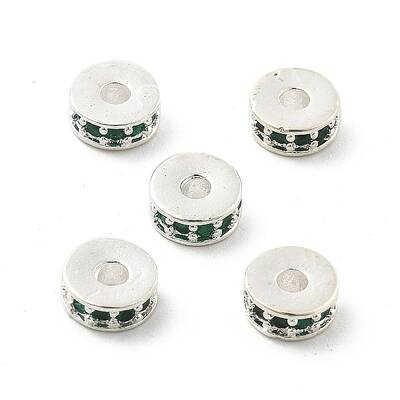 Brass Micro Pave Cubic Zirconia Beads