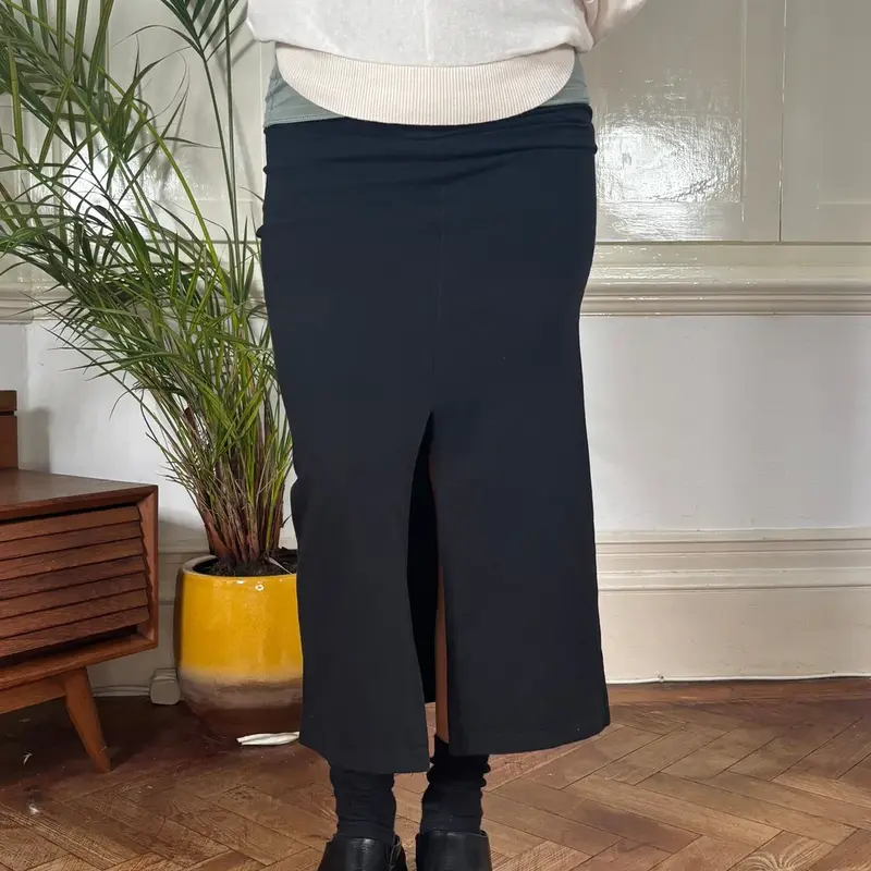 Onyx Midi Pencil Skirt - 24W UK 4 Black Cotton Blend