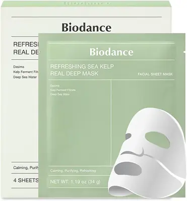 Biodance Maschera Viso Lenitiva Alghe Marine Rinfrescanti (Real Deep Mask) 4 Pezzi