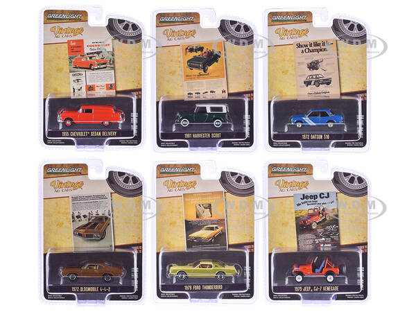 Vintage Ad Cars Series 11 Set of 6 pieces 1/64 Diecast Model Cars by Greenlight