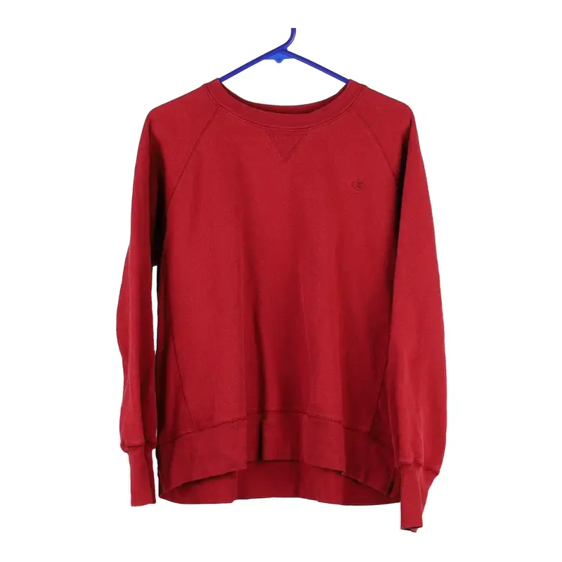 Champion Sweatshirt - Large Red Cotton Blend