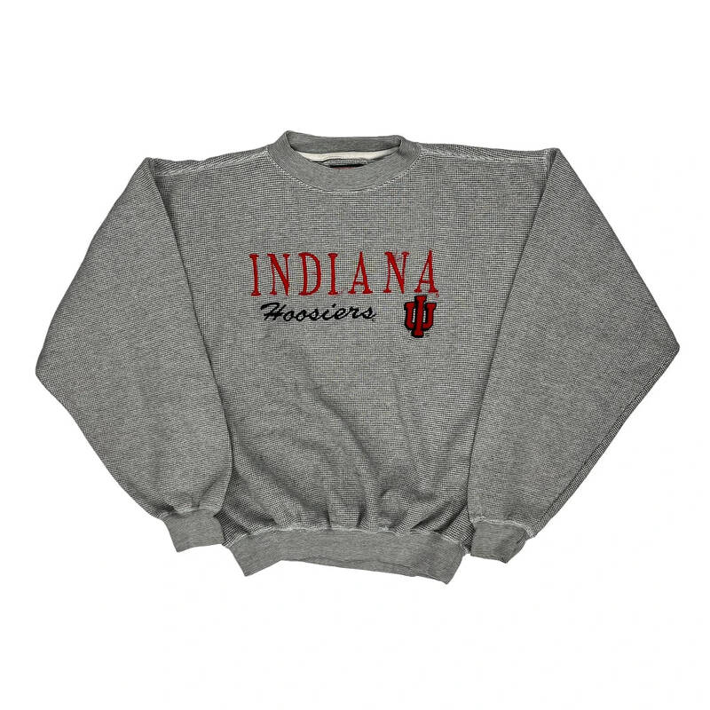 Indiana Hoosiers Logo 7 College Sweatshirt - Medium Grey Polyester Blend