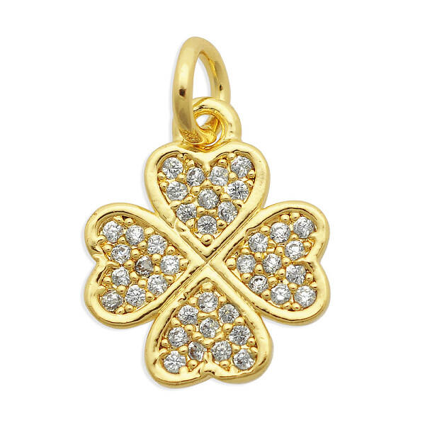 Brass Micro Pave Clear Cubic Zirconia Charms