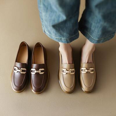 CHIKO Aelwyd Round Toe Block Heels Loafers Shoes