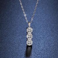Hypoallergenic Moissanite Necklace | Three 5mm Vertically Aligned Stones | Nickel-Free Lightweight Chain | Everyday Jewelry f...