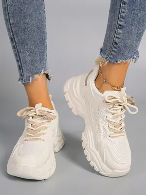 Women's Fashionable Lace up Low Top Platform Sneakers, Casual Versatile Sports Shoes, Breathable Non-slip Chunky Sneakers, 20...