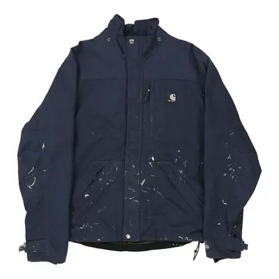 Paint Splattered Carhartt Jacket - Small Navy Nylon Blend