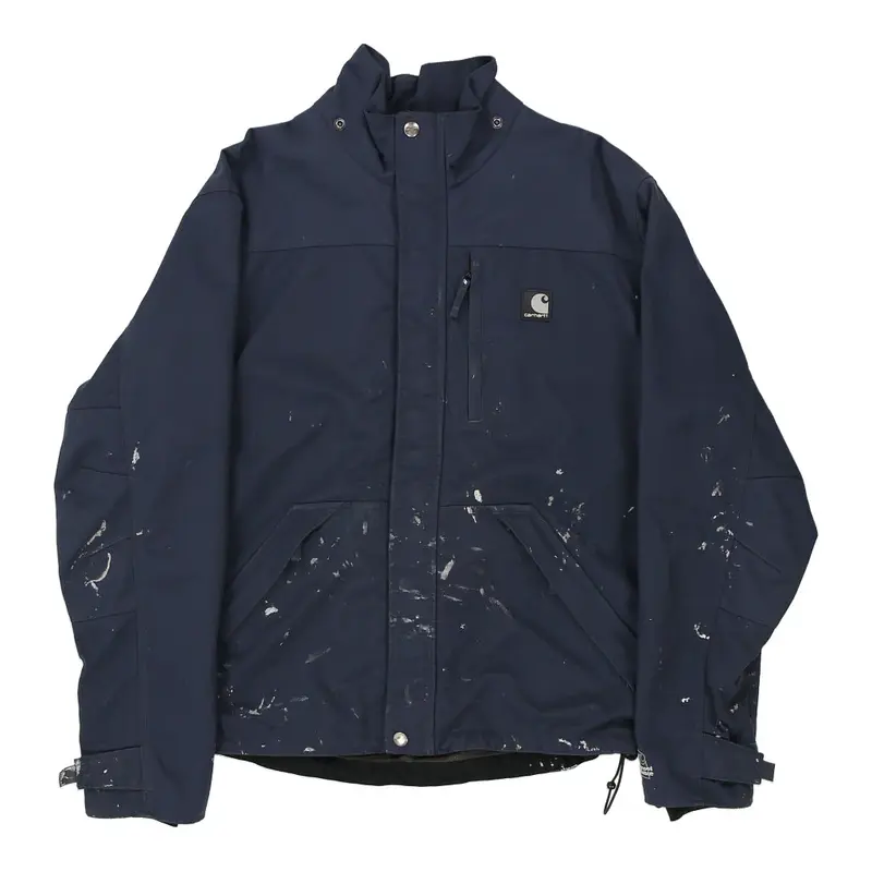 Paint Splattered Carhartt Jacket - Small Navy Nylon Blend