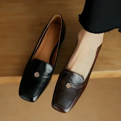 CHIKO Isabela Square Toe Block Heels Loafers Shoes