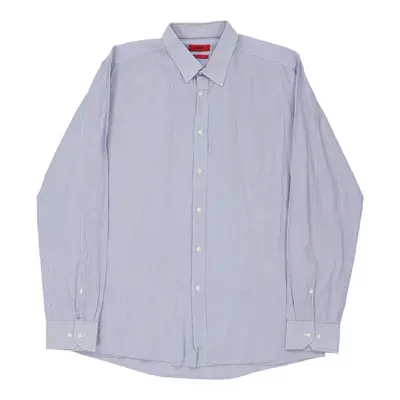 Slim Fit Hugo Boss Striped Shirt - XL Blue Cotton