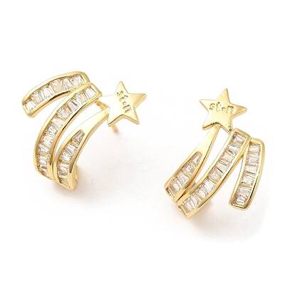 Cubic Zirconia Star Stud Earrings